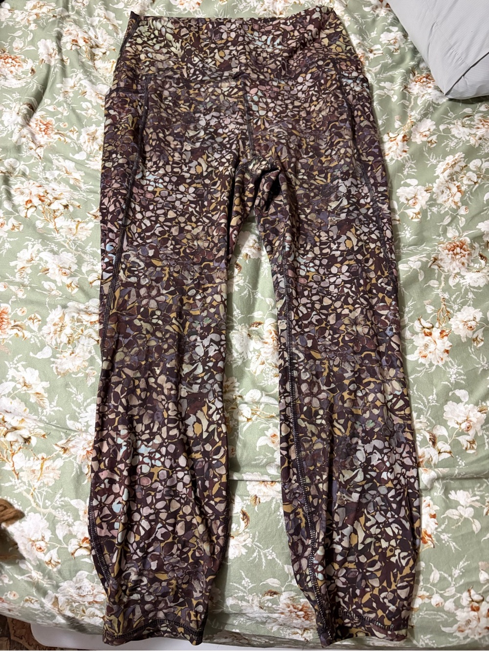 RBX Leggings in Brown and Pastel like pattern. Women’s Large.